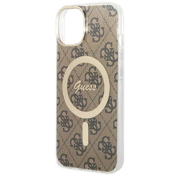 Original Case IPHONE 14 Guess Hardcase 4G Printed Stripe MagSafe (GUHMP14SP4RPSW) brown 3666339119775