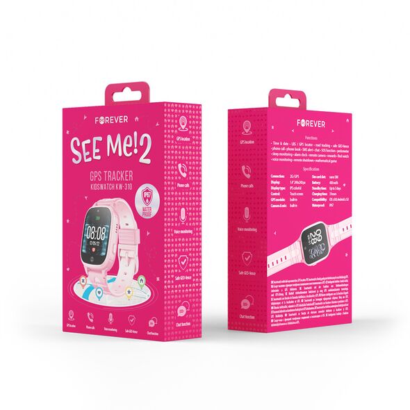 Forever Smartwatch GPS WiFi Kids See Me 2 KW-310 pink 5900495908438