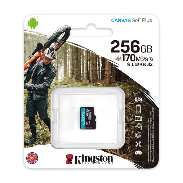 Kingston memory card 256GB microSDXC Canvas Go! Plus cl. 10 UHS-I 170 MB/s 740617301311