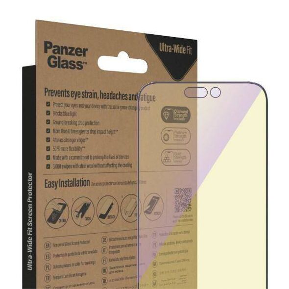 Tempered Glass 5D IPHONE 14 PRO MAX PanzerGlass Ultra-Wide Fit Screen Protection Antibacterial Easy Aligner Included Anti-blue light (2794) 5711724027949