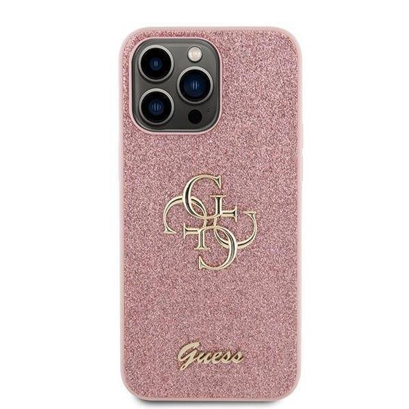 Original Case APPLE IPHONE 15 PRO Guess Hardcase Glitter Script Big 4G (GUHCP15LHG4SGP) pink 3666339147662