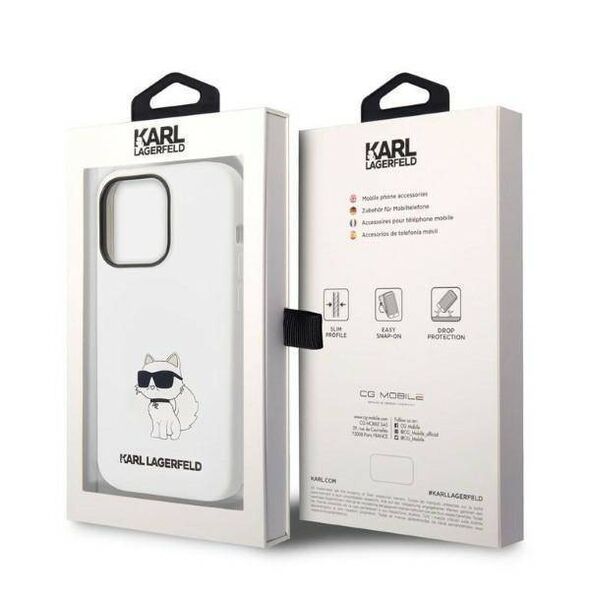 Case IPHONE 14 PRO MAX Karl Lagerfeld Hardcase Silicone Choupette (KLHCP14XSNCHBCH) white 3666339086794