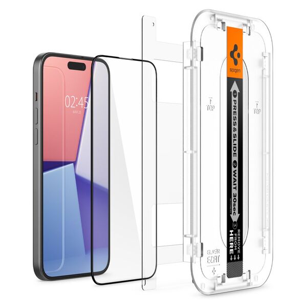 Spigen Folie pentru iPhone 15 - Spigen Glas.tR EZ FIT - Black 8809896752299 έως 12 άτοκες Δόσεις