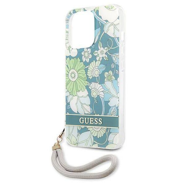 Case IPHONE 13 PRO Guess Hardcase Flower Strap (GUHCP13LHFLSN) green 3666339040499