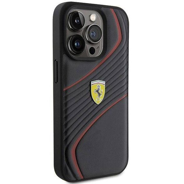 Original Case APPLE IPHONE 15 PRO Ferrari Hardcase Twist Metal Logo (FEHCP15LPTWK) black 3666339171018