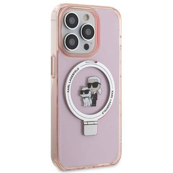 Original Case APPLE IPHONE 15 PRO Karl Lagerfeld Hardcase Ring Stand Karl&Choupettte MagSafe (Klhmp15lhmrskcp) pink 3666339169015