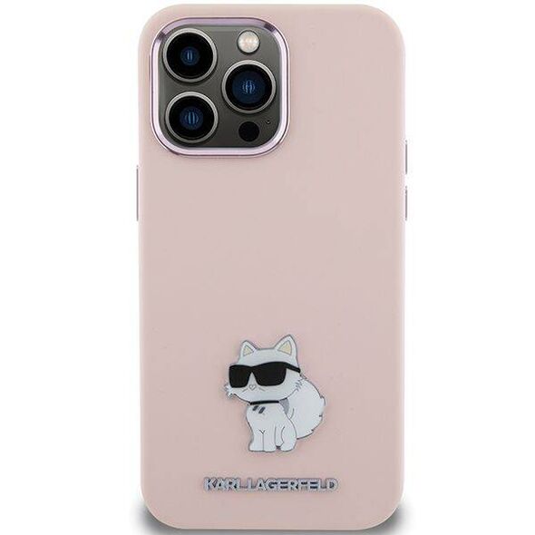 Original Case APPLE IPHONE 15 PRO MAX Karl Lagerfeld Silicone Choupette Metal Pin (KLHCP15XSMHCNPP) pink 3666339166267