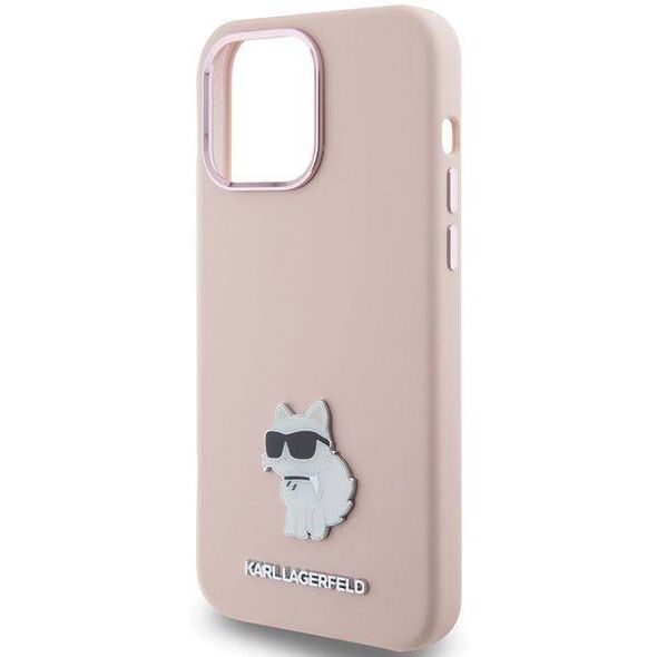 Original Case APPLE IPHONE 15 PRO MAX Karl Lagerfeld Silicone Choupette Metal Pin (KLHCP15XSMHCNPP) pink 3666339166267