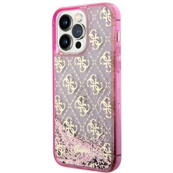 Original Case IPHONE 14 PRO MAX Guess Hardcase Liquid Glitter 4G Transculent (GUHCP14XLC4PSGP) pink 3666339116262