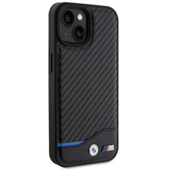 Original Case APPLE IPHONE 15 BMW Leather Carbon (BMHCP15S22NBCK) black 3666339143831