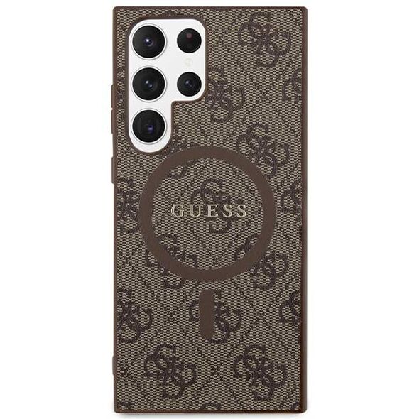 Original Case SAMSUNG GALAXY S24 ULTRA Guess Hardcase 4G Collection Leather Metal Logo MagSafe (GUHMS24LG4GFRW) brown 3666339241506