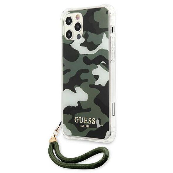 Original Case IPHONE 12 / 12 PRO Guess Hardcase Camo Collection (GUHCP12MKSARKA) green 3666339004095