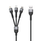 Καλώδιο φόρτισης DeTech DE-C40, 3in1, Type-C, Micro USB, Lightning, 1.2m, Μαυρο - 40203