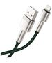 Baseus USB to Lightning Cable, 2.4A, 480Mbps, 1m - Baseus Cafule Series Metal (CALJK-A06) - Green 6953156202276 έως 12 άτοκες Δόσεις