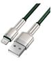 Baseus USB to Lightning Cable, 2.4A, 480Mbps, 1m - Baseus Cafule Series Metal (CALJK-A06) - Green 6953156202276 έως 12 άτοκες Δόσεις