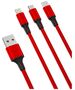 XO cable NB173 3in1 USB - Lightning + USB-C + microUSB 1,2 m 2,4A red 6920680876242