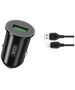 XO car charger TZ12 QC 3.0 18W 1x USB black + Lightning cable 6920680877317