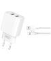 XO wall charger CE02C 2x USB 2,1A white + Lightning cable 6920680808281