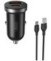 XO car charger CC56 PD 30W QC 1x USB 1x USB-C black + USB - USB-C cable 6920680848232