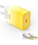 XO wall charger CE18 PD 30W 1x USB-C yellow-white + cable USB-C - Lightning 6920680851768