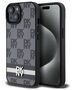 DKNY case for iPhone 15 Plus 6,7&quot; DKHCP15MPCPTSSK black HC PU checkered pattern w printed stripes 3666339263201