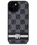 DKNY case for iPhone 15 Plus 6,7&quot; DKHCP15MPCPTSSK black HC PU checkered pattern w printed stripes 3666339263201