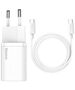 Baseus wall charger Super Si PD 25W 1x USBC white + USB-C - USB-C cable 6953156206038