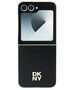 DKNY case for Samsung Galaxy Z Flip6 DK000221 black Plain Leather Metal Stack Logo 3666339322960