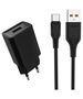 Charger 12W 2.4A + USB - USB-C cable Denmen DC01 black 6973224873849