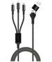 Maxlife ALLin1 cable USB + USB-C - Lightning + 2x USB-C 1,0 m 66W black 5907457787735