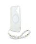 Guess Case for iPhone 16 - Guess IML Flowers IML Allover Electro With Pearl Strap MagSafe (GUHMP16SHCPOFPH) - White 3666339299453 έως 12 άτοκες Δόσεις