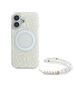 Guess Case for iPhone 16 - Guess IML Flowers IML Allover Electro With Pearl Strap MagSafe (GUHMP16SHCPOFPH) - White 3666339299453 έως 12 άτοκες Δόσεις