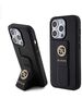 Guess Case for iPhone 15 Pro - Guess Grip Stand 4G Saffiano Rhinestone Saffiano (GUHCP15LPGPGSSADK) - Black 3666339198435 έως 12 άτοκες Δόσεις