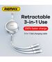 Retractable Cable 15W 3in1 USB - USB-C + Lightning + Micro USB Remax Drip Series RC-C018 silver 6954851242819