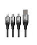 3in1 cable 4.4A 1.5m USB - Micro USB + USB-C + Lightning Nillkin Data Cable Swift Pro black 6902048277076