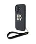 Original Case IPHONE 16 DKNY Hardcase Wrist Strap Stock Logo (DKHCP16SPBSWSK) black 3666339334543