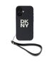 Original Case IPHONE 16 DKNY Hardcase Wrist Strap Stock Logo (DKHCP16SPBSWSK) black 3666339334543