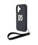 Original Case IPHONE 16 DKNY Hardcase Wrist Strap Stock Logo (DKHCP16SPBSWSK) black 3666339334543