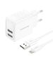 Foneng Charger Foneng EU53 2xUSB-A,  2,4A (White) + cable USB-A to Lightning 070057  EU53 iPhone έως και 12 άτοκες δόσεις 6970462512271