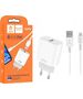 Ładowarka Vega ŁADOWARKA SIECIOWA 2.1A 10W  BIAŁA DENMEN 2100mA 2xUSB DC02 + KABEL TYP-C WHITE>