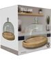 Home Styling Collection Drewniana patera na ciasto ze szklanym kloszem