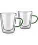 Lamart SZKLANKA LT 9118 300 ML VASO COLOR, 2 SZTUKI (TEA, LATTE, Z ZIELONYM UCHWYTEM) 13897010 8590669358953