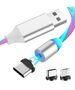 Techsuit Cablu de Incarcare Magnetic USB la Type-C, Micro-USB, Lightning 1m - Techsuit LED Flowing - White 5949419058675 έως 12 άτοκες Δόσεις