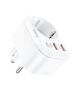 Hoco Incarcator Priza, Adaptor Shuko 2xUSB-A, Type-C, QC 3.0, 3A, PD 20W - Hoco (NS3) - White 6931474766175 έως 12 άτοκες Δόσεις