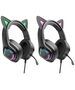 Hoco Casti Gaming Jack 3.5mm cu LED si Microfon - Hoco Cat Ears (W107)  - Black / Pink 6931474791252 έως 12 άτοκες Δόσεις