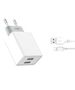 XO - L65 wall charger 2x USB 2,4A + microUSB cable white XO-L65m-W 37141 έως 12 άτοκες Δόσεις