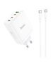 Hoco Incarcator pentru Priza USB, 3x Type-C, Fast Charging, 100W + Cablu Type-C - Hoco Leader (N31) - White 6931474784186 έως 12 άτοκες Δόσεις