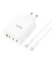 Hoco Incarcator pentru Priza USB, 3x Type-C, Fast Charging, 100W + Cablu Type-C - Hoco Leader (N31) - White 6931474784186 έως 12 άτοκες Δόσεις