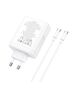 Hoco Incarcator pentru Priza USB, 3x Type-C, Fast Charging, 100W + Cablu Type-C - Hoco Leader (N31) - White 6931474784186 έως 12 άτοκες Δόσεις