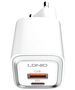 Φορτιστής δικτύου LDNIO A2318C, 20W, 1 x Type-C F, 1 x USB F, PD, QC, Καλώδιο Lightning, λευκό - 40290